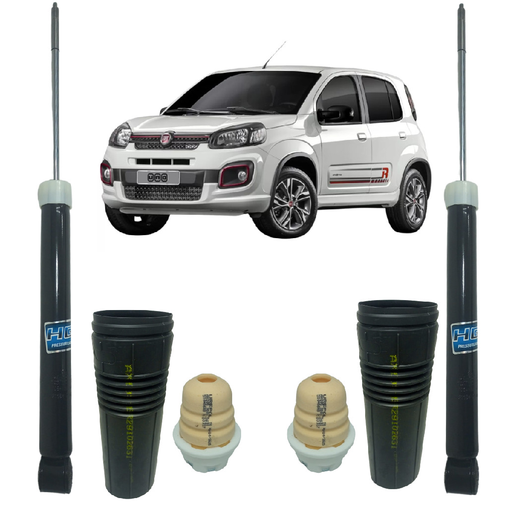 Par Amortecedor Traseiro Nakata + Kit Batente Original Fiat Uno 2010 A 2021