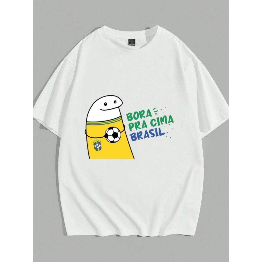 T shirt Camiseta Feminina Bora pra Cima Brasil 2026 Copa do Mundo Camiseta Solta Moda Fem…