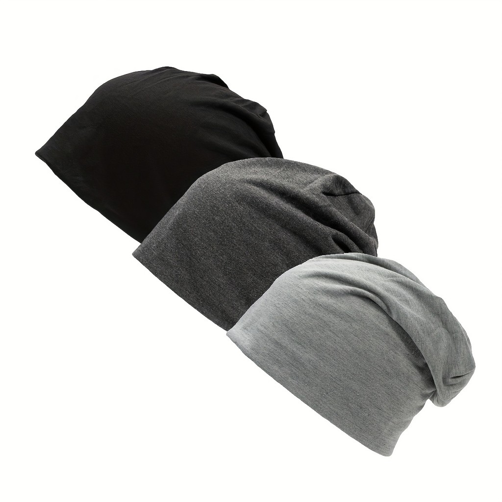 3 Gorro unissex camada dupla, poliéster, elásticos, para adultos, estilo casual, Touca