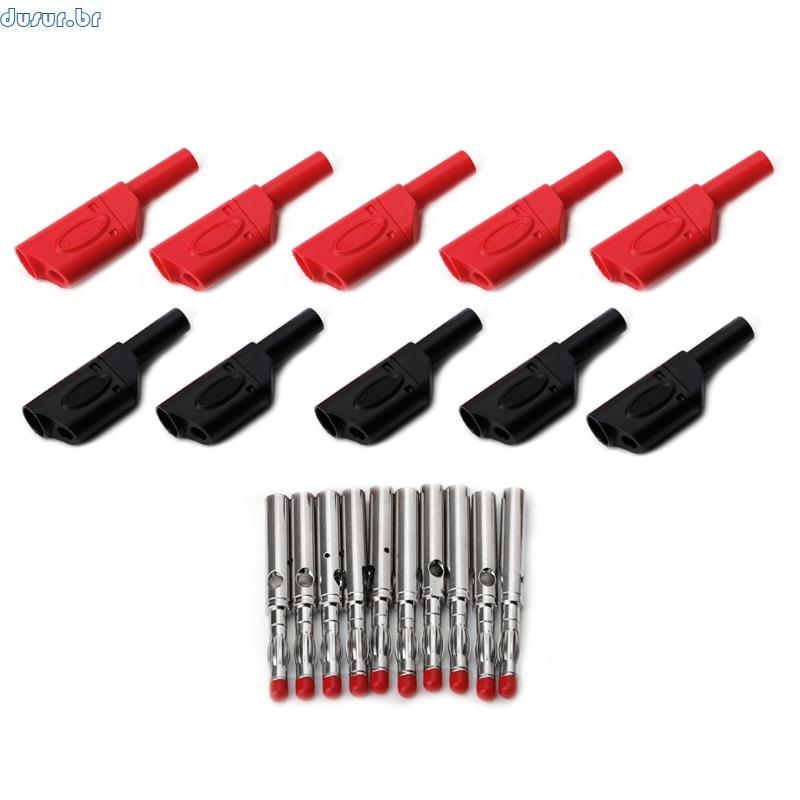 dusur9 10 Conjuntos Bainha 4 Mm Empilhável Plugue Banana Conector Solda Fio
