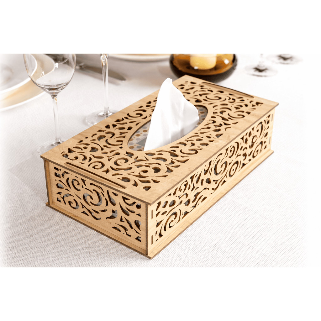 Porta Lenço MDF Vazado Decorativo Luxo | Caixa Porta Papel Toalha Elegante para Mesa, Sala e Cozinha