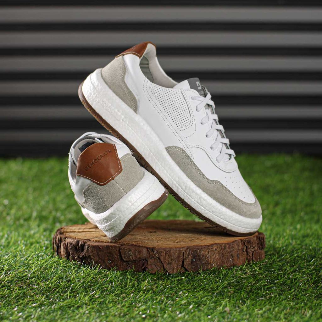 Tênis Democrata Denim Drake Pulse Branco e Cinza 600101-007 - Masculino