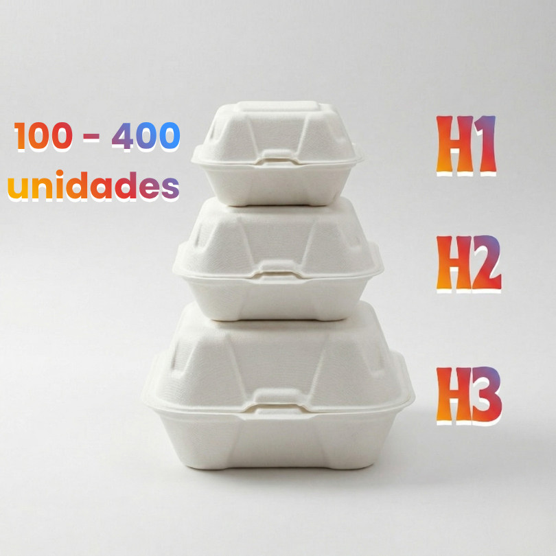 Hamburgueira Isopor H1, H2, H3 | 100 e 400 Unidades | Lanche, Hamburguer, Porções, Pudim, Bolo
