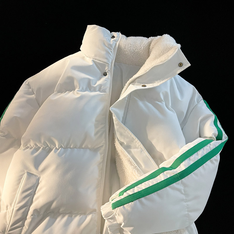 Jaqueta acolchoada de lã de cordeiro masculina inverno novo estilo engrossado quente Jinjiang jaqueta acolchoada juventu