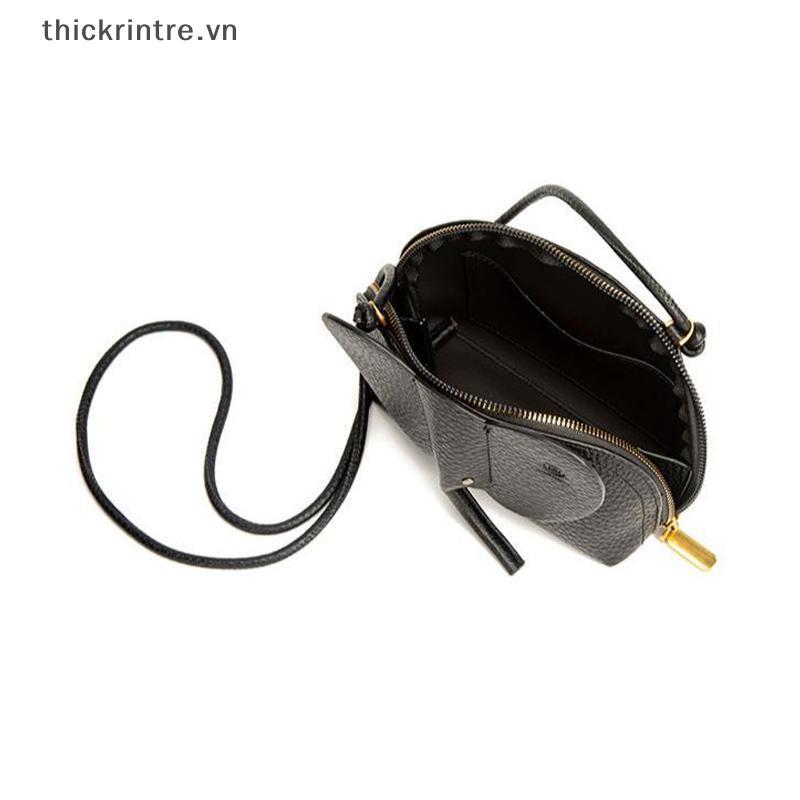 THI Bolsa De Telefone De Couro PU De Cor Sólida , Crossbody Compacta , Design De Mini Elefante Para Mulheres , Compras ,