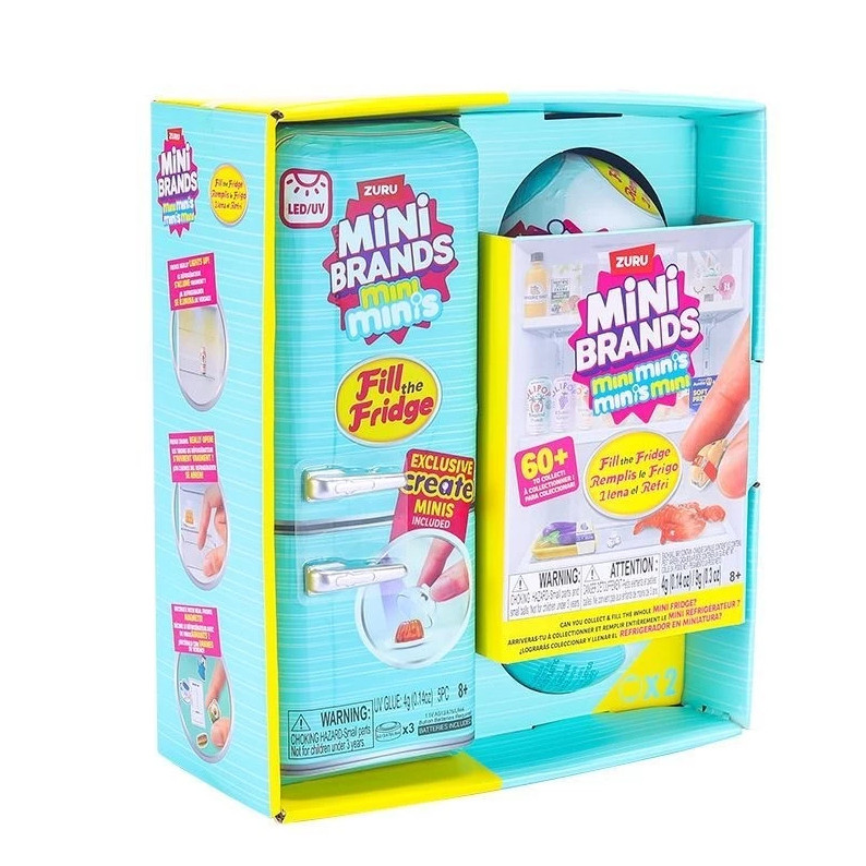 ZURU Mini Brands: Encha a Geladeira - Conjunto de Brinquedos Colecionáveis de Resina DIY com Luz UV - Receita Exclusiva