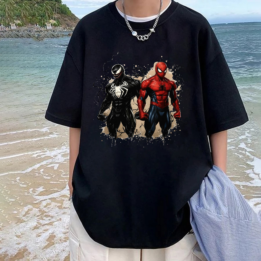 Camiseta Masculina Estampa dos Vingadores Spiderman e Venom Moderna Atemporal Estilosa Academia