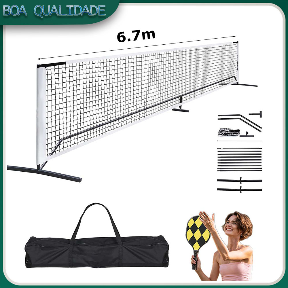 6,7m Conjunto portátil de rede de pickleball tamanho padrão com bolsa de transporte para uso ao ar livre fácil de montar