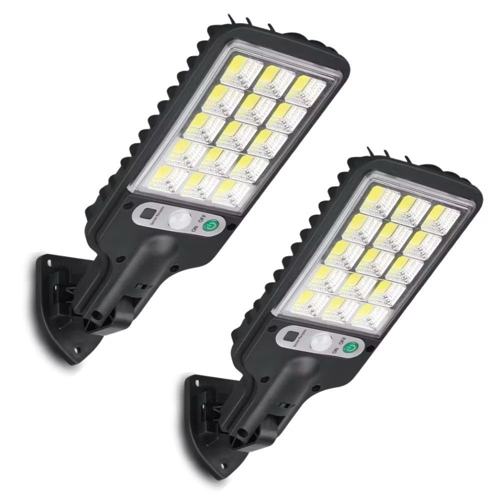 Luminária LED Solar Poste Rua Parede Com Sensor de Movimento 180 COB LED + Controle Remoto