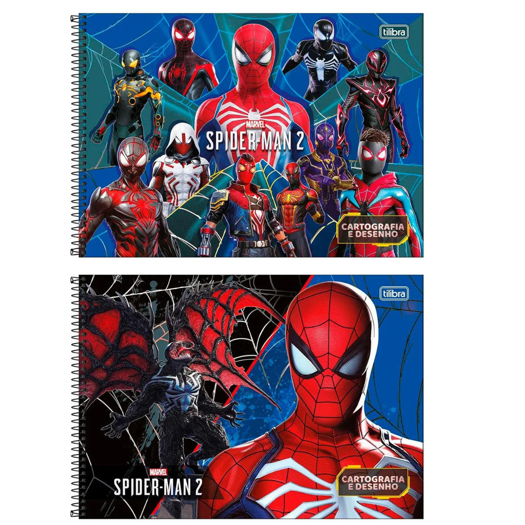 Caderno Cartografia 80fls Homem-aranha 2 Game Trajes Tilibra