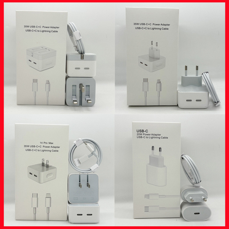 Carregador duplo typec de 35 W adequado para iphone14 Cabeça de carregamento de celular PD Conjunto de carregador padrão