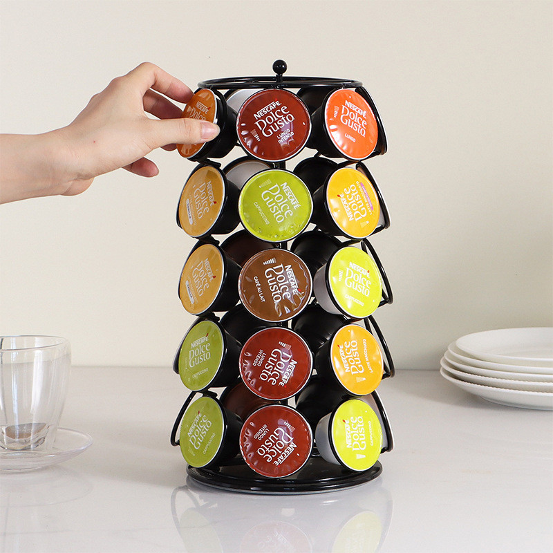 35 Rack de Exibição de Rack de Armazenamento de Cápsulas de Café Preto Giratório Dolce Gusto Dolce Gusto