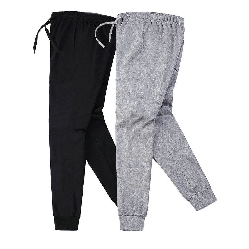 Primavera outono masculino puro algodão em linha reta Sweatpants calças esportivas Casual solto Plus Size pés pequenos e