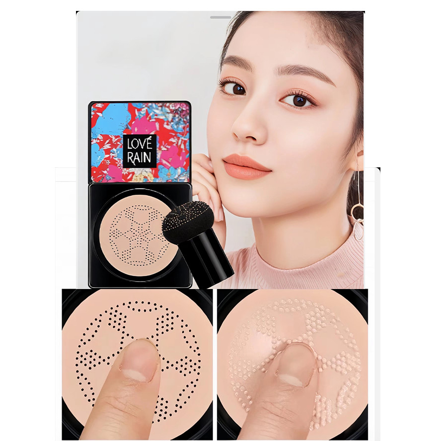 LOVÉ RAIN BB Cream/Base/Corretivo com Esponja com Formato de Cogumelo / Base Clareador Maquiagem