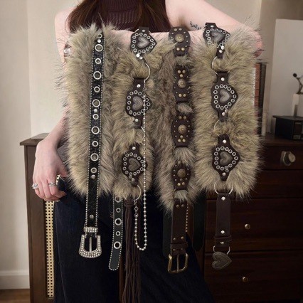 Cinto De Retalhos De Pelúcia Estilo Punk Y2K Americano Vintage Subcultura Cintura Para Meninas Quentes