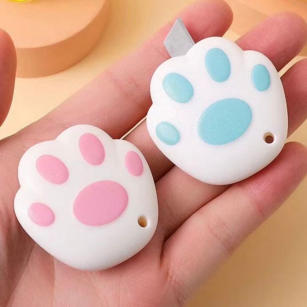 Mini Estilete Kawaii Patinha de Gato com Furo Chaveiro Fofo Compacto Kit 1/3
