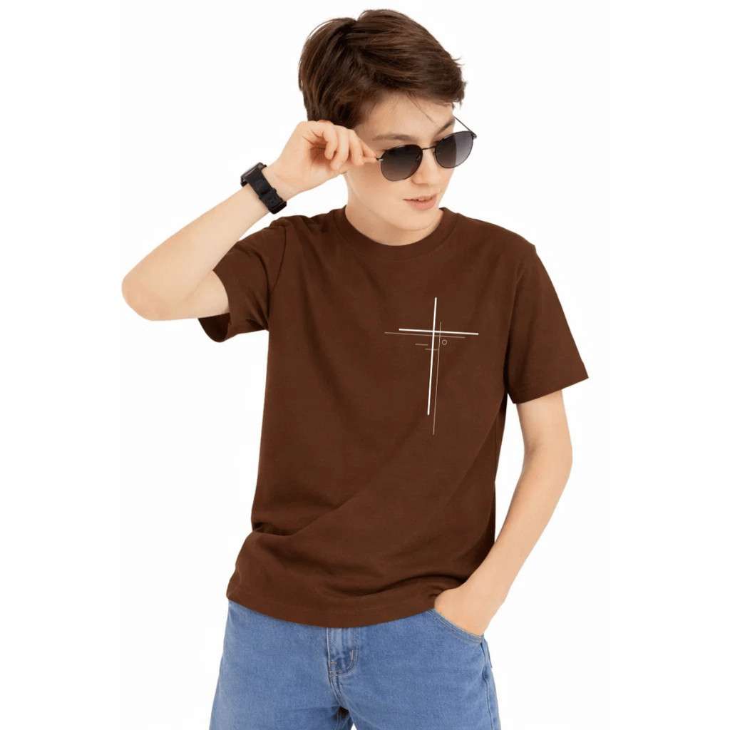 Camiseta Infantil Juvenil Estampada Cruz Linhas Cristão 100% Algodão Premium Criança Personalizada Blusa Camisa Unissex
