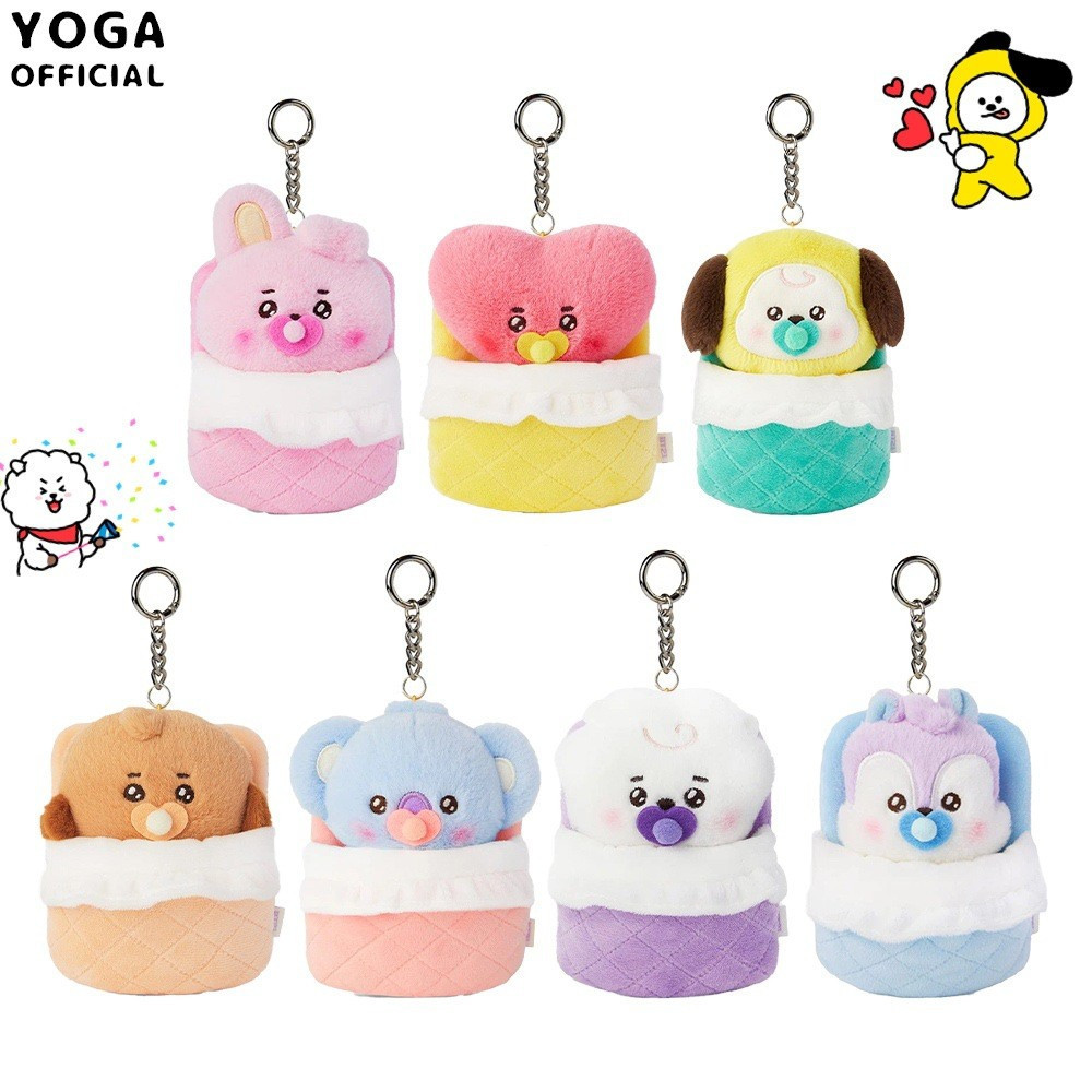 Bt21 BTS Bebê Saco de Dormir Série Boneca de Pelúcia Pingente Bonito Desenho Animado Chaveiro de Pelúcia Pingente