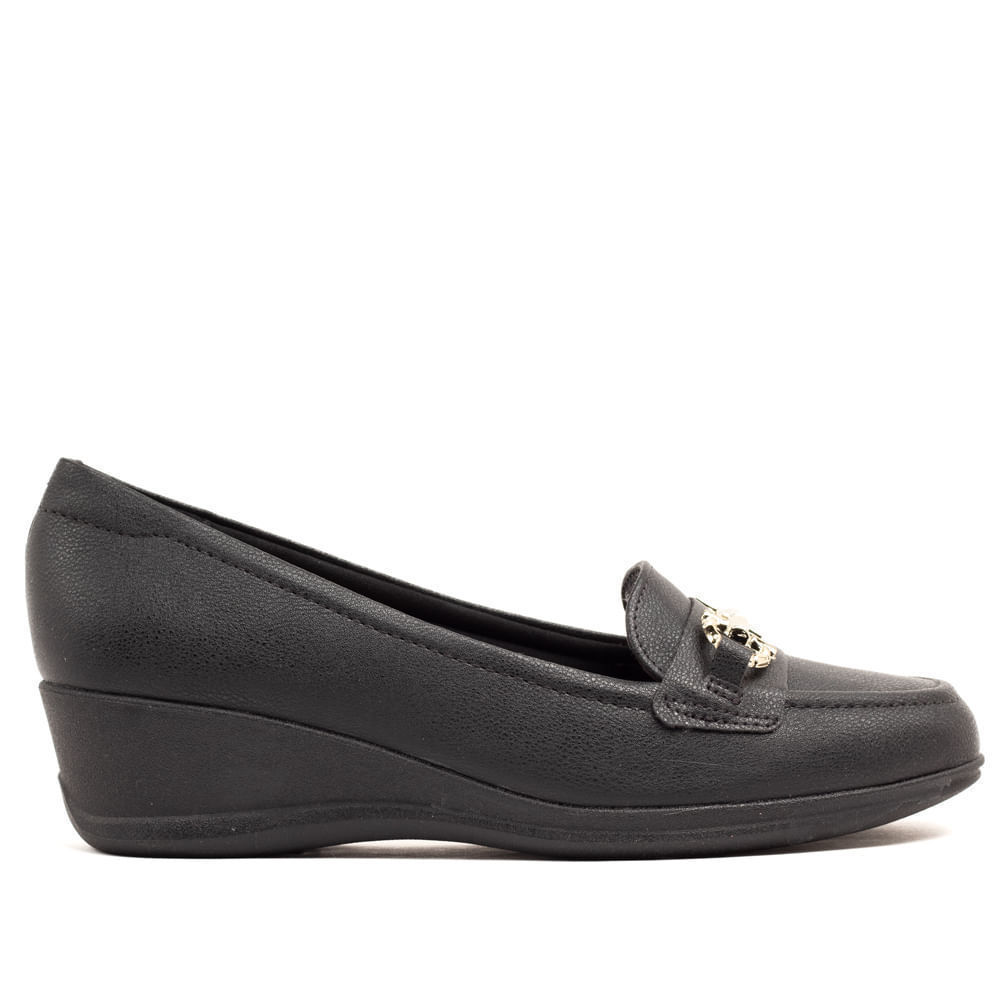 Sapato Feminino Modare Salto Anabela Fivela Preto
