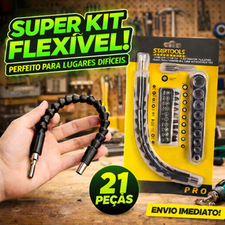 Kit Extensão Eixo Ferramenta Braço Flexivel 24cm Cabo Extensor Adaptador Parafusadira…