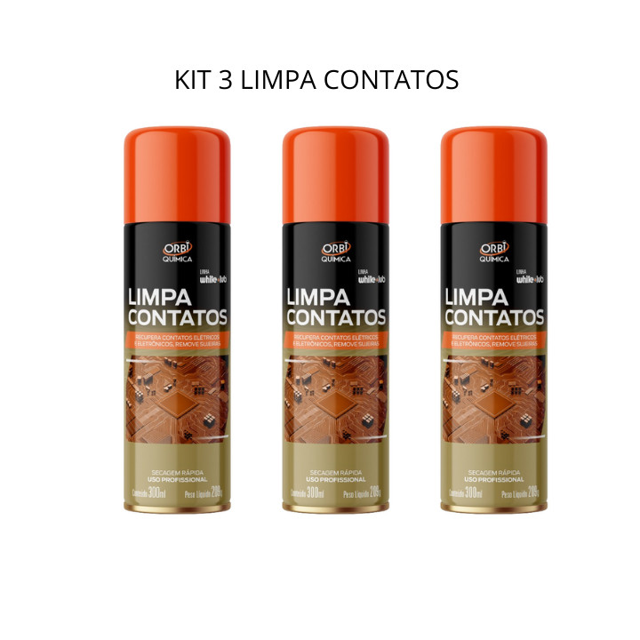 Kit 3x Limpa Contato Spray 300ml | Limpa Oxidação e Sujeira – Elétrico/Eletrônico