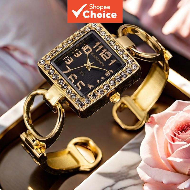  Relógios de Pulso Feminino Design Especial Elegante Relógio de Senhora Cor Dourada Luxuosa Relógio Estiloso, Relógio