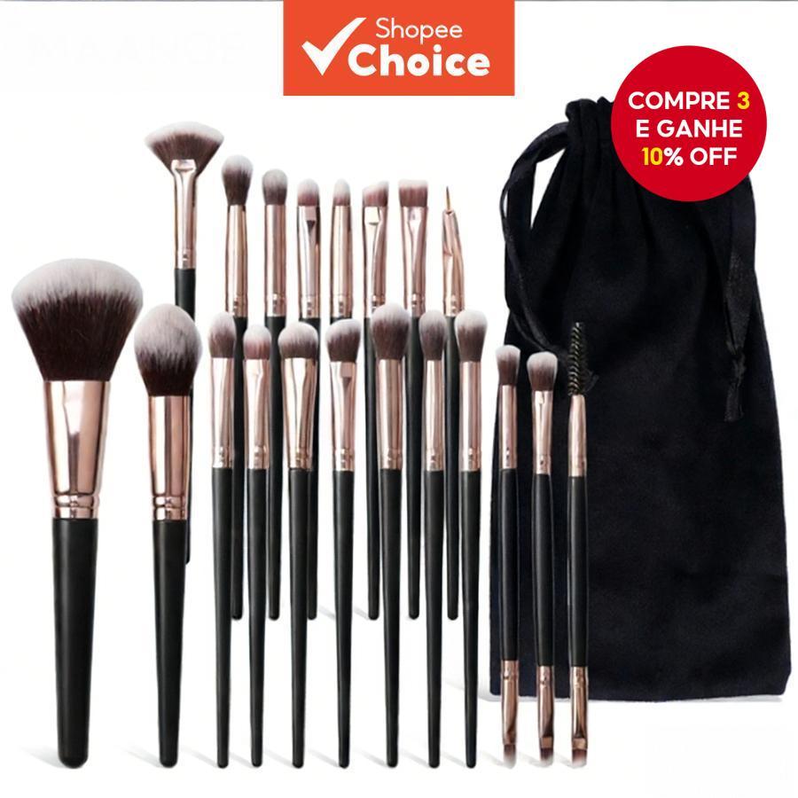 Conjunto Profissional De Pincéis De Maquiagem 20 Peças-Inclui Bolsa De Armazenamento De Fibra Macia , Kit De Ferramentas