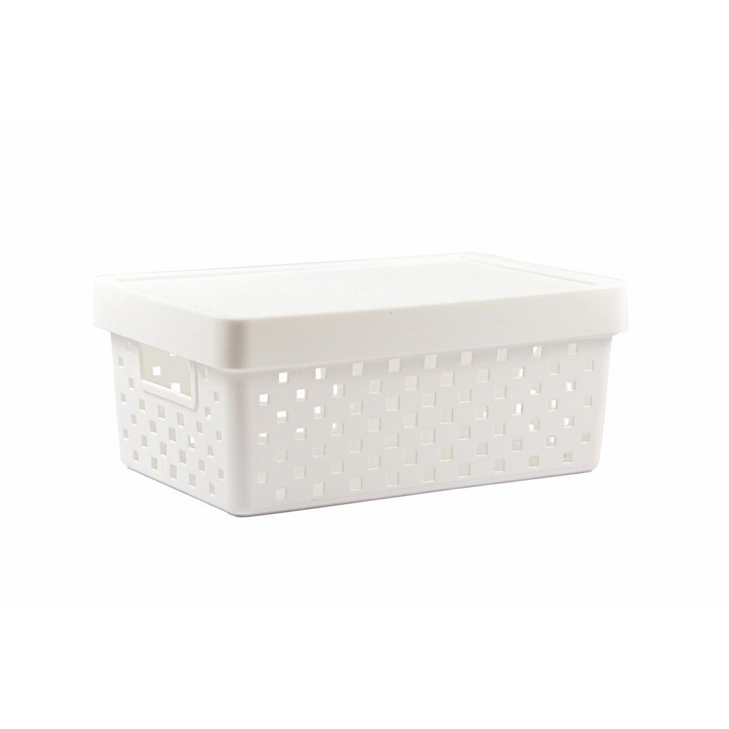 Cesto Organizador com Tampa Quadratta 29x19x12 - Tam. M - 842 Branco