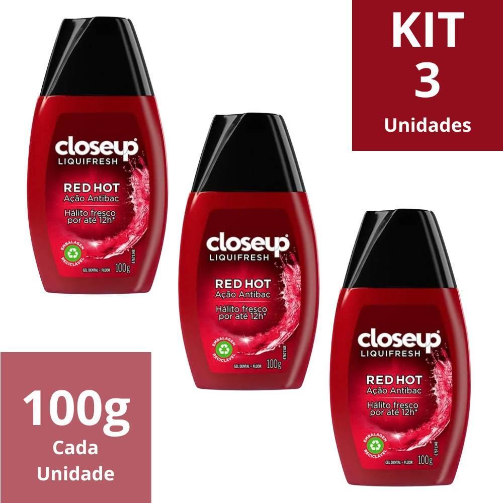 Kit Gel Dental Close Up Red Hot 3 Unidades 100g Cada