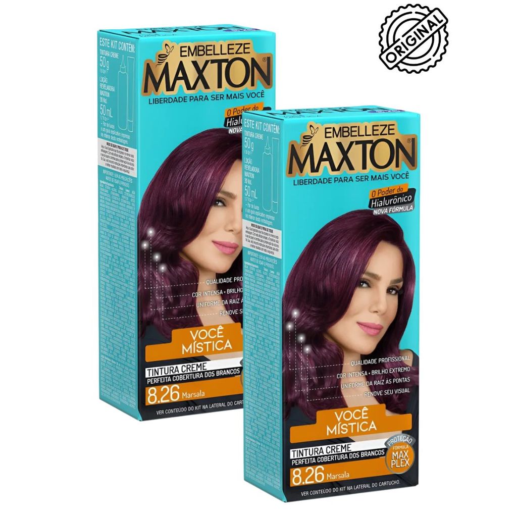 Tinta Cabelo Maxton Marsala 8.26 Mística Kit 2 Unidades