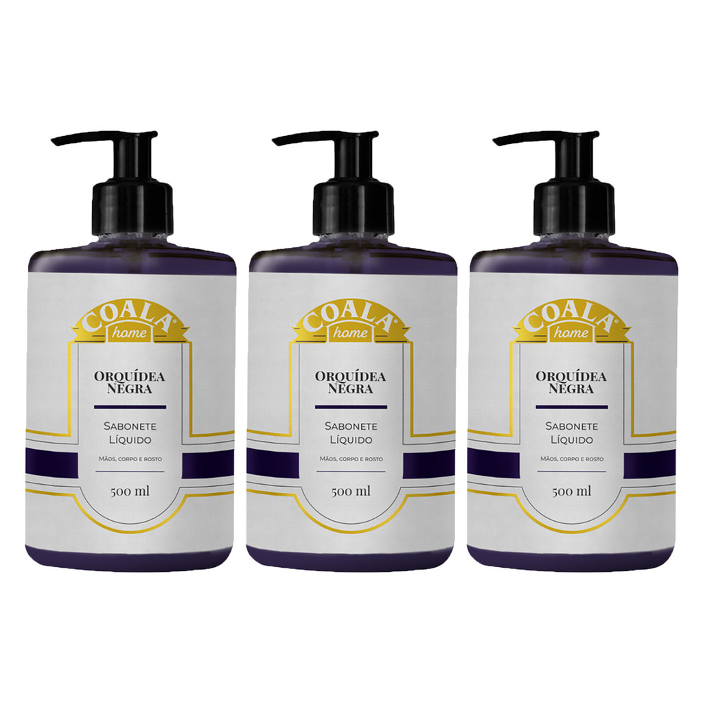 Sabonete Líquido Coala Orquídea Negra 500ml Kit 3 Perfumado