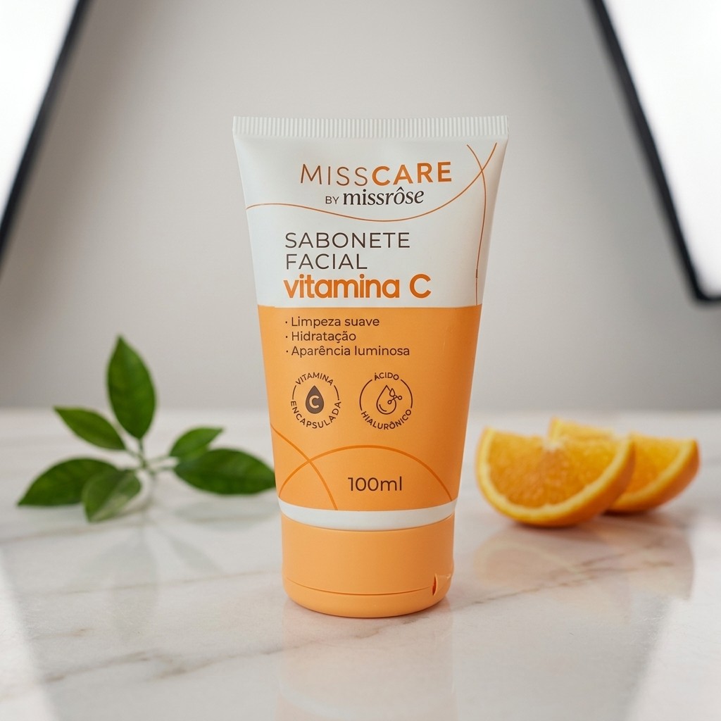 Sabonete Facial Vitamina C Miss Care 100ml - Limpeza Profunda Hidratação Luminosidade Pele Macia