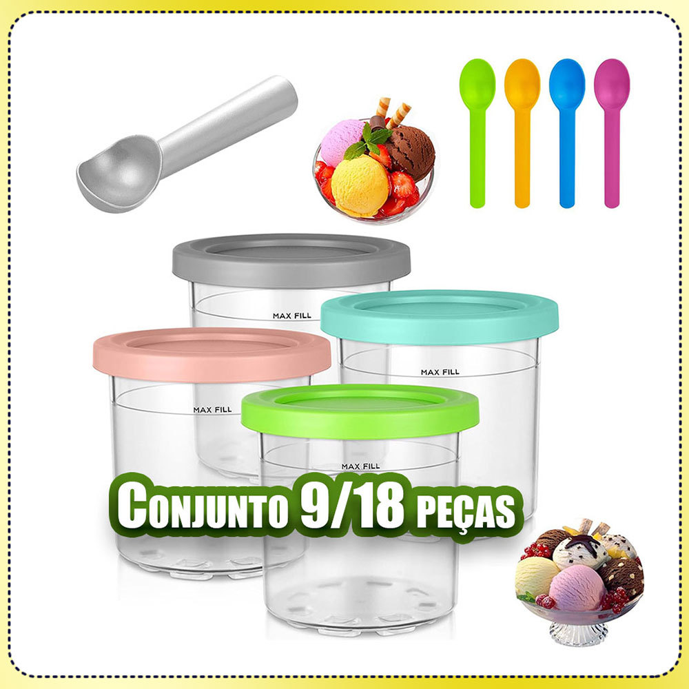Kit 9/18 pçs Copo De Sorvete  Recipientes Com Tampas Para NC301 NC300 NC299AMZ Série Sorveteira