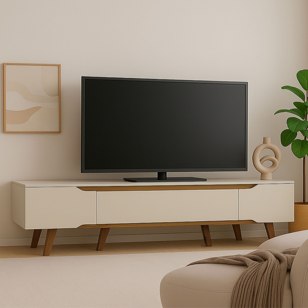 Rack Retrô para TV até 70 polegadas, Pés em Madeira Maciça Shop 2,18m – Moderno e de Alta Qualidade em Oferta na Shopee