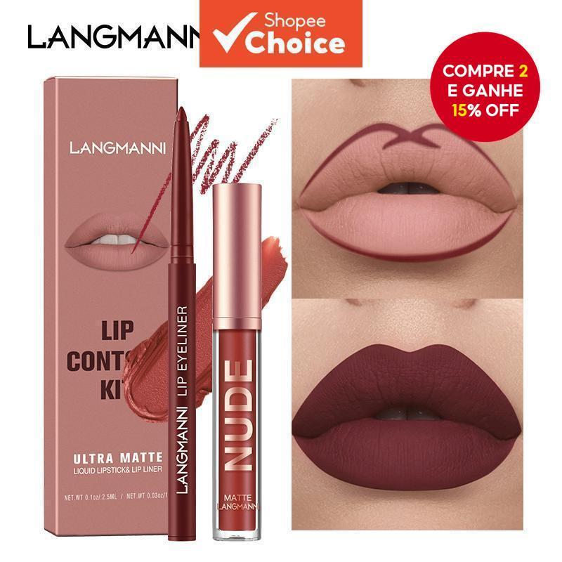 Langmanni | Conjunto 2 Peças Gloss e Lápis Labial Efeito Matte