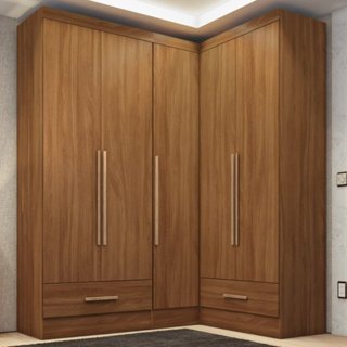 Quarto Modulado de Canto 100% MDF 3 Peças 5 Portas 2 Gavetas Smart Plus Espresso Móveis Cinamomo em Oferta na Shopee