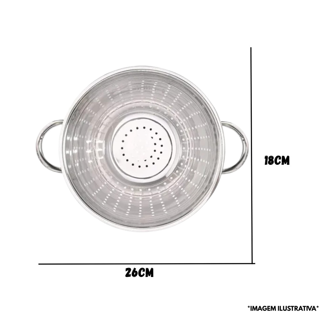Detalhes do Escorredor de Massas Inox 18CM 8912 - Mimo Style