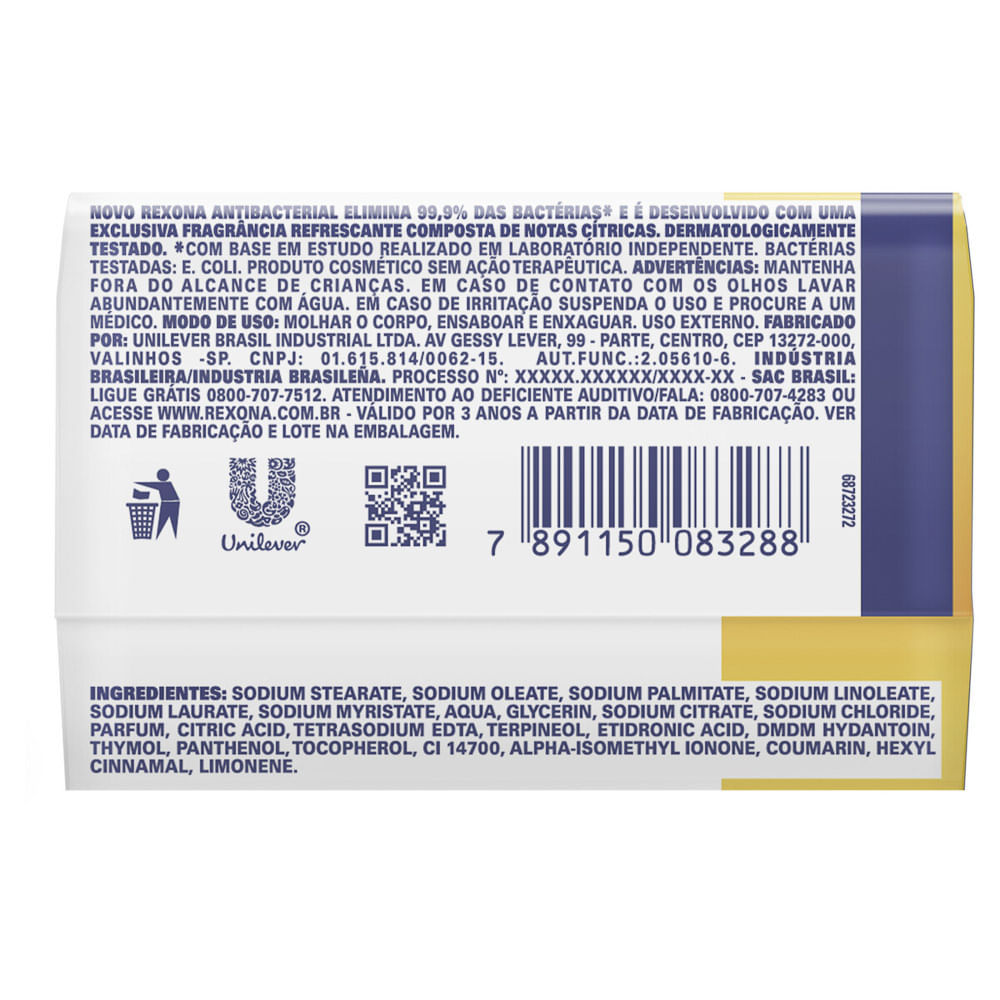 Detalhes do Sabonete em Barra Rexona Antibacterial Multivitaminas 84g