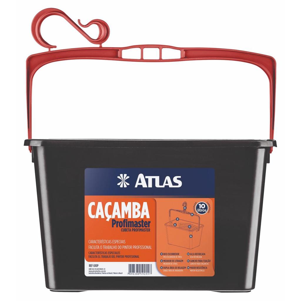 Caçamba Para Pintura Preta 10L 610P Baldão Grande Tinta Profissional Rolo ATLAS Obras Reformas em Oferta na Shopee