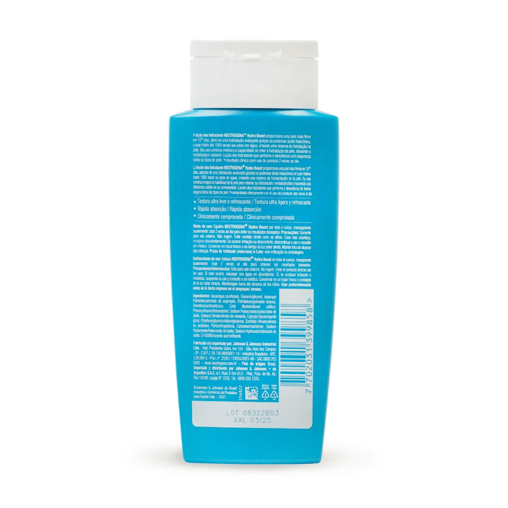 Detalhes do Hidratante Corporal Neutrogena Hydro Boost Water Gel 200ml