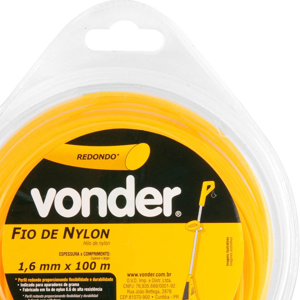 Detalhes do Fio de nylon para aparador de grama 1,6 mm x 100 metros - Vonder