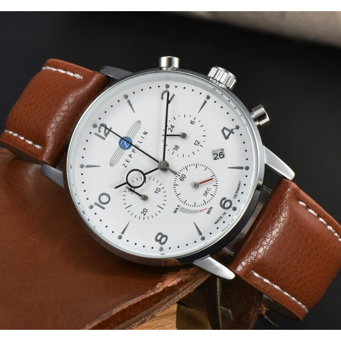 Zeppelin Multifuncional Ponteiro Cronógrafo Relógio De Negócios Para Homens Couro Genuíno Suíço Elegante Pulseira em Oferta na Shopee