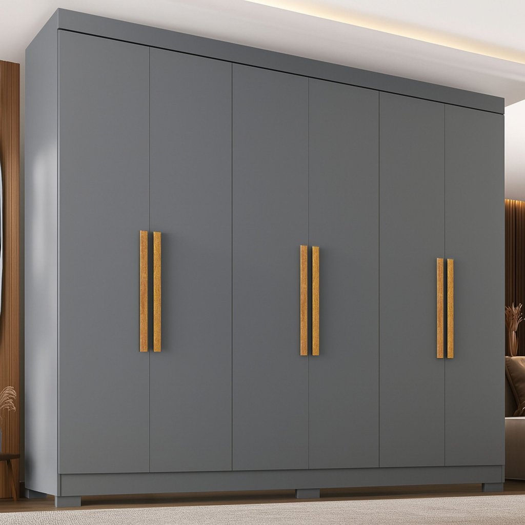 Guarda Roupa Casal com Pés Paris 6 Portas 2 Gavetas Paris Espresso Móveis Ônix em Oferta na Shopee