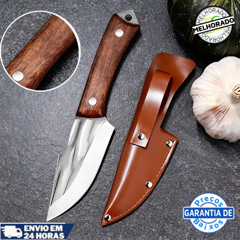 Faca Cutelo Forjado Artesanal Rustico Com Bainha Churrasco Desossar Carne Camping Chefe de Cozinha em Oferta na Shopee