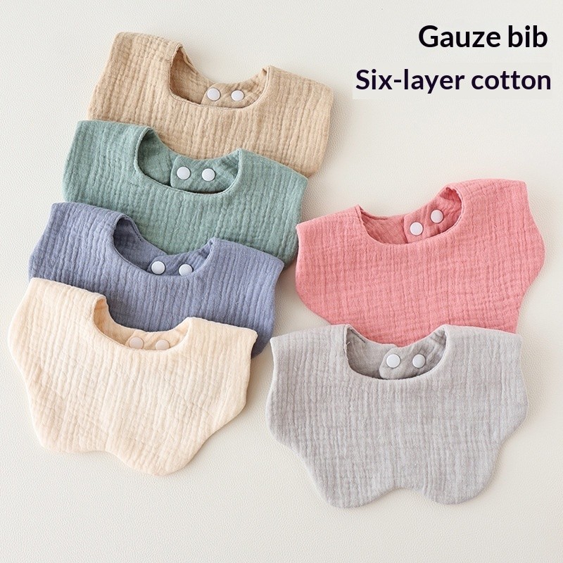Babadores Macios De Algodão De 6 Camadas Para Babar E Cuspir , De Laváveis Respiráveis Com Fecho De Pressão , Babad