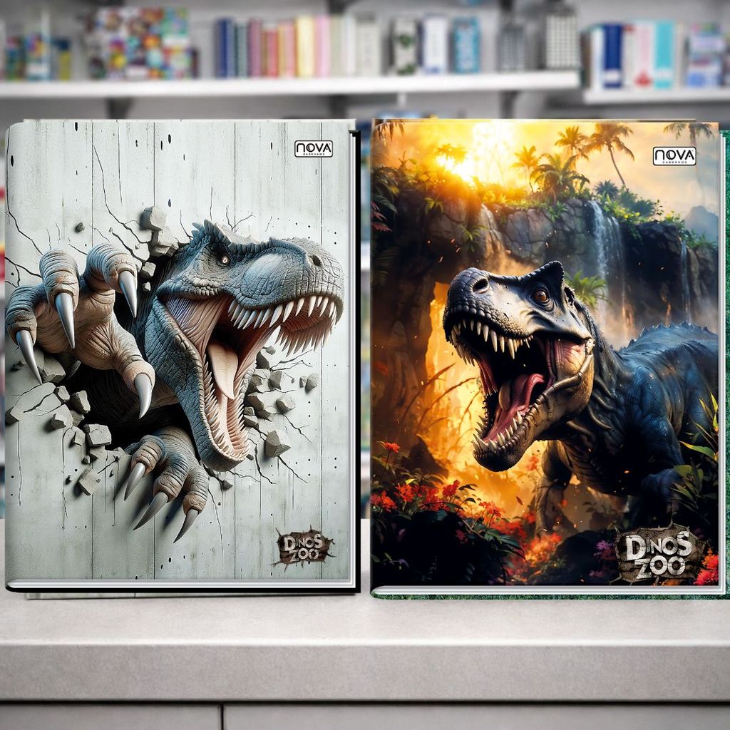 Kit 4 Caderno Brochura Capa Dura 1/4(Pequeno)  Dinos Zoo Meninos 96 Folhas Capa Sortida em Oferta na Shopee