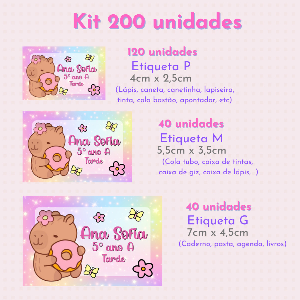 Etiquetas Escolares Capivara | Volta às Aulas | Material Escolar | Etiqueta para Lápis Caneta Caderno em Oferta na Shopee