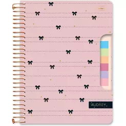 Caderno Colegial Espiralado com Blocos Adesivos | Capa Dura | 80 Folhas | Audrey Laço Rosa