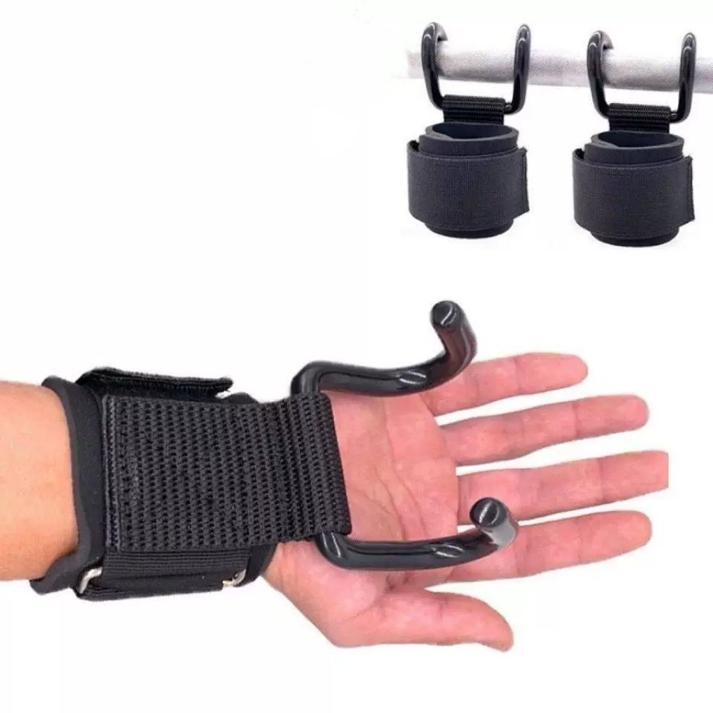 Par de Luva Metal Treino Straps Gancho Musculação Crossfit Funciona