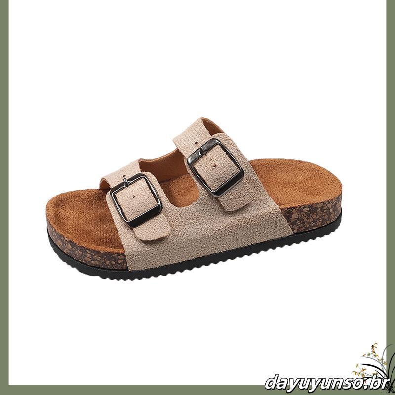 Sandálias Para Crianças Com Alça Dupla Ajustável Fivela De Metal Chinelo De Couro Meninos E Meninas